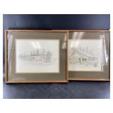 Framed artwork pair: measurements are 20" x 17" ea