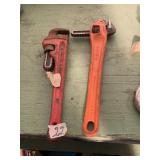 Pair of pipe wrenches by Rigid
