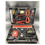 Emergency car kit: air compressor, jumper cables a