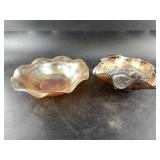 2 Northwood carnival glass scalloped dishes