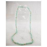 Beautiful pale green jade beaded necklace, each be