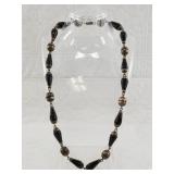 Sterling silver vintage necklace with black onyx