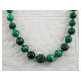 Malachite necklace with graduating bead sizes, wit
