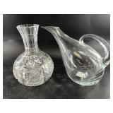 Cut crystal vase and a pitcher for pouring drinks