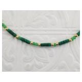 14kt Gold crysoprase and malachite necklace