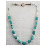 Sterling silver and freshwater pearl, Howlite neck