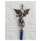 Sterling silver and lapis lazuli mythical dragon p