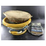 Hand made terracotta stretched rawhide drum, antiq