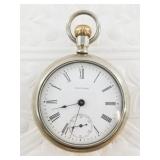 Waltham pocket watch, silver-tone case, in working