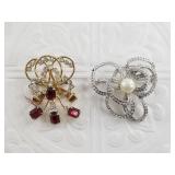 Collection of rhinestone and crystal brooches