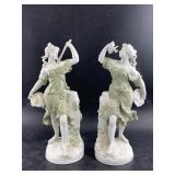 2 Antique Japanese porcelain statues, 14.5"