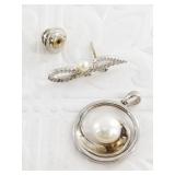 Lot of 2: 1  sterling silver and pearl pendant and