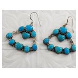 Sterling silver and turquoise pair of pawn style e