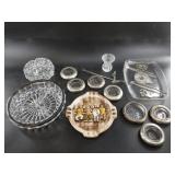 Crystal and sterling silver glass serving set