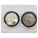 Two San Francisco Mint silver Eisenhower dollars: