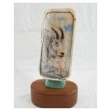 Michael Scott colored scrimshaw of a mountain goat
