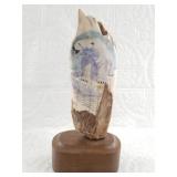 Stunning colored scrimshaw of a bear on an ice flo
