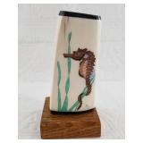 Stunning Richard Freeman colored scrimshaw of a se