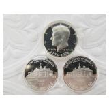 Three 1982 S silver proof half dollars encapsulate