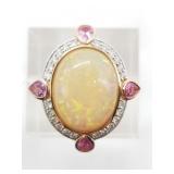 14kt Rose gold, opal,, diamond and pink sapphire r
