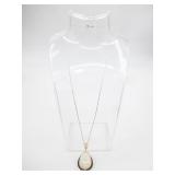 14kt Gold natural opal and diamond pendant with tw