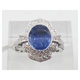 Gem quality natural blue sapphire and diamond ring