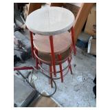 4 Stools with metal frames, wood tops