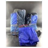 Lot with a singular snow shoe, and a canvas duffle