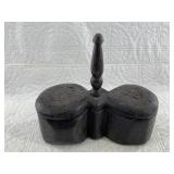 Beautiful antique folk art tobacco caddy 8.5" tall