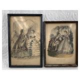 2 Antique lithographs set in small frames