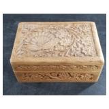 Hand carved wood trinket box