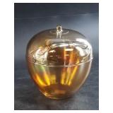 Vintage Jeanette marigold carnival glass lidded ca