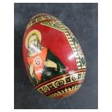 Russian egg depicting Sacred Heart on one side and