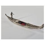 Sterling silver gondola, very intricate with a tot