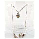 Sterling silver chain with 4 sterling silver and a