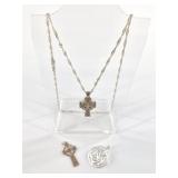 Sterling silver necklace with 3 pendants, Celtic t