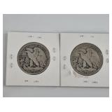 Two silver halves both 1917 S