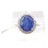 Sapphire and diamond ring set in platinum, size 7,