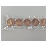 Five One troy oz fine copper rounds, unc.