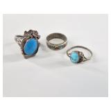3 Vintage pawn style silver rings, sizes: 8 1/2, m