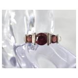 Antique sterling silver and garnet ring size 10