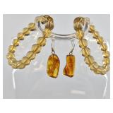 Sterling silver and amber earrings with 2 matching