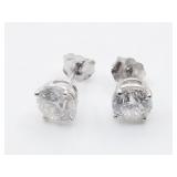 14kt White gold diamond stud earrings,  features