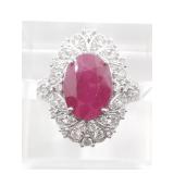 Extremely rare natural Burmese ruby and diamond ri