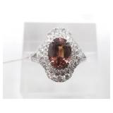 Sapphire and diamond ring  set in platinum, size 7