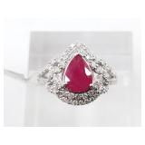 Rare Burmese ruby and diamond ring set in platinum