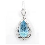 Aquamarine and diamond pendant set in platinum, an