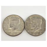 Two 40% silver Canadian half dollars