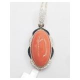 14kt gold two tone natural coral and diamond penda