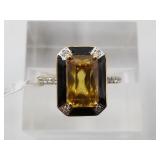 14kt Gold and sphene and diamond ring, size 7, the
